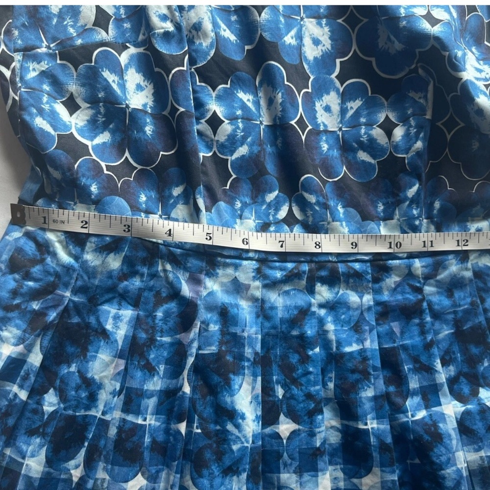 Talbots Petite 4P Blue Floral Gingham Fit Flare Midi Dress - Picture 12 of 12